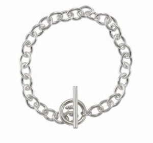 Bracelet, sterling silver 8” toggle clasp
