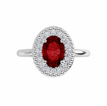 Load image into Gallery viewer, Color gem ring garnet, lab grown diamonds