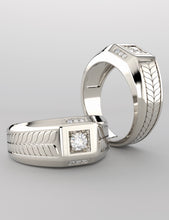 Load image into Gallery viewer, Diamond ring, men’s white gold &amp; diamond