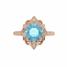 Load image into Gallery viewer, Color gem ring aquamarine color &amp; diamond
