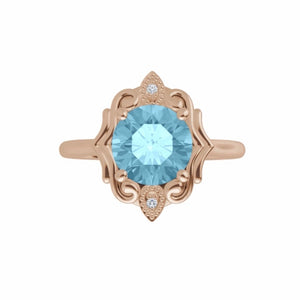 Color gem ring aquamarine color & diamond