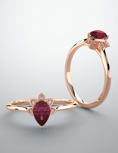 Color gem ring imitation ruby lab grown diamonds