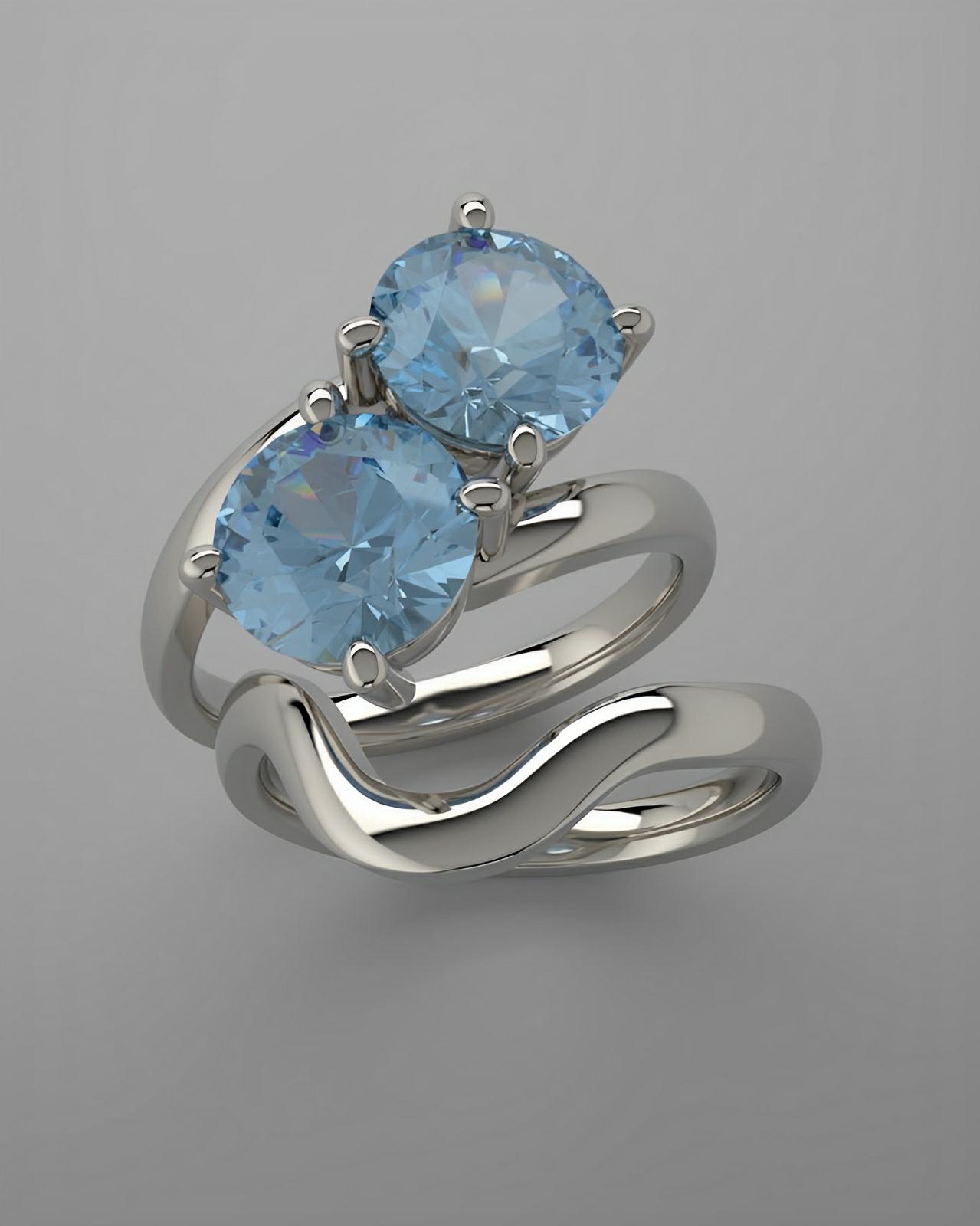 Bridal set, color gem & continuum silver