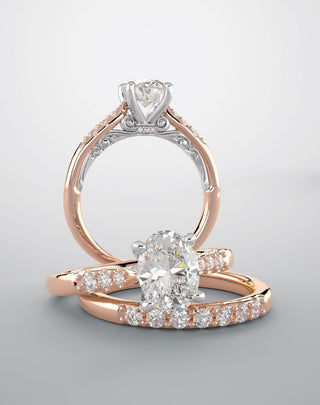 Bridal engagement  rose and white gold featuring diamonds