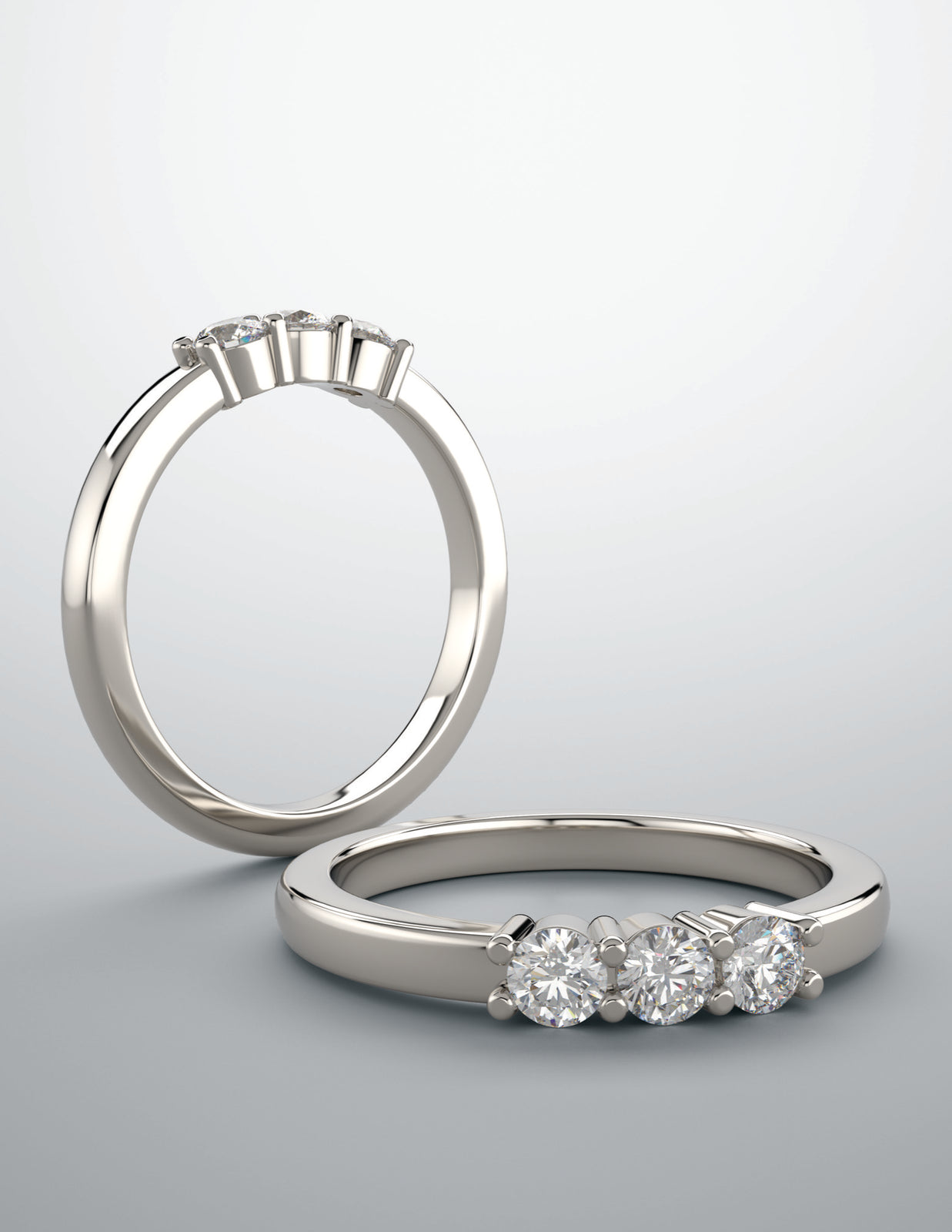 3 diamond ring with continuum silver