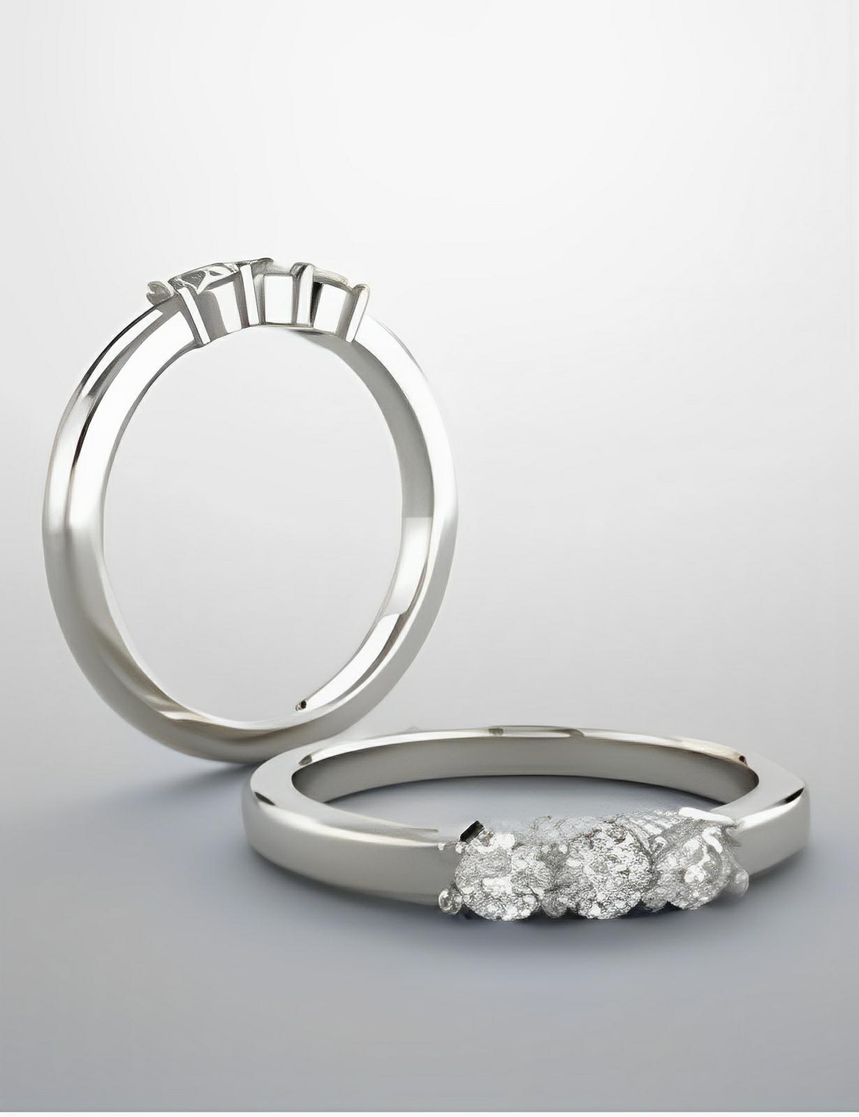 Natural diamond band with 3 diamonds