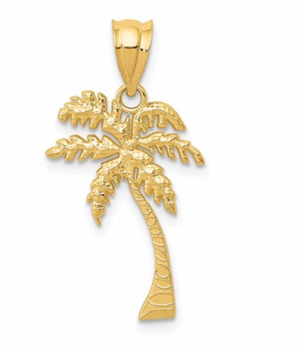 Charm, 14kt yellow gold palm tree.