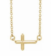 Load image into Gallery viewer, Necklace, sideways cross yellow gold