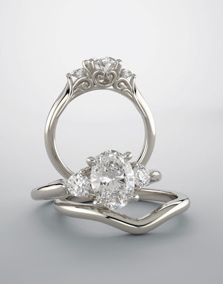 Bridal set, engagement ring in platinum and diamond