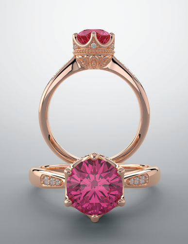 Color gem ring imitation ruby lab grown diamonds