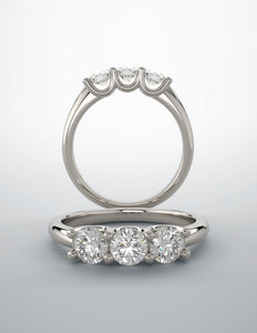 Diamond band 3 stone ring natural diamond. Past present and future