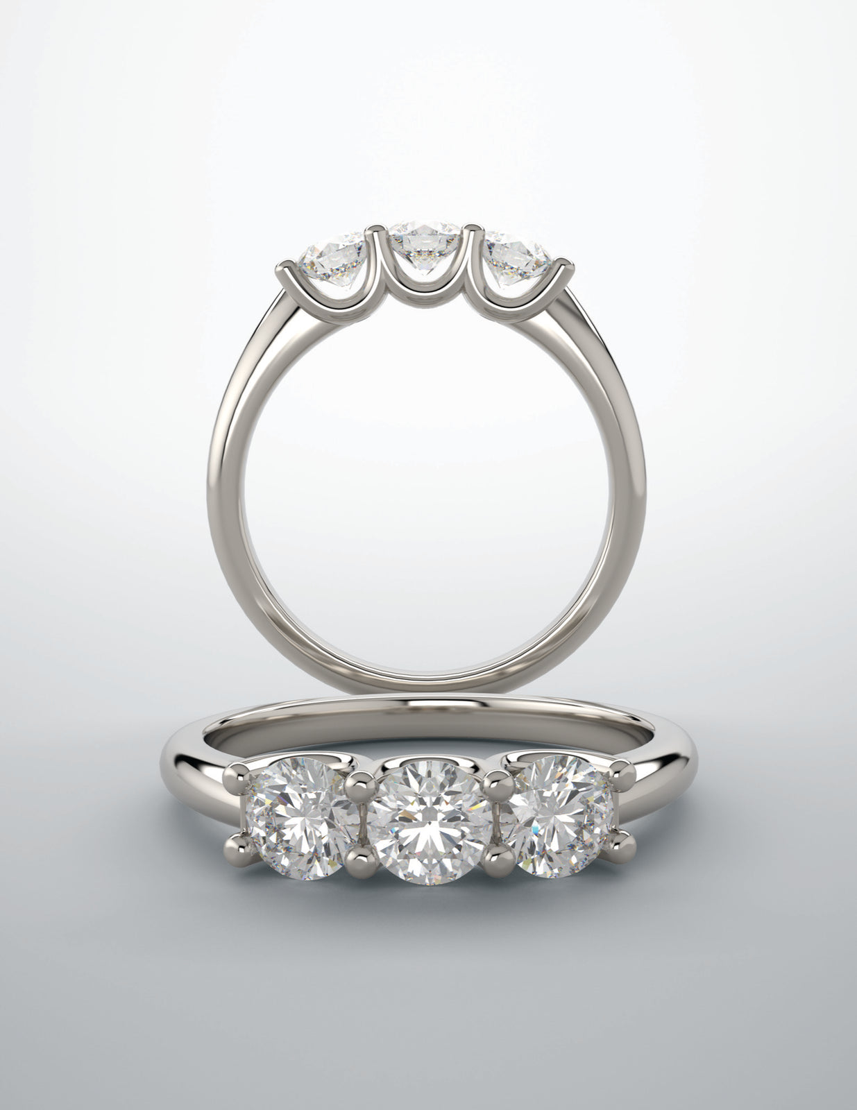 Diamond band 3 stone ring natural diamond