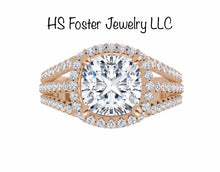 Load image into Gallery viewer, 14kt yellow gold Lab grown cushion cut diamond ring.