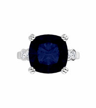 Load image into Gallery viewer, Color gem ring, yellow gold imitation blue sapphire &amp; lab grown diamonds