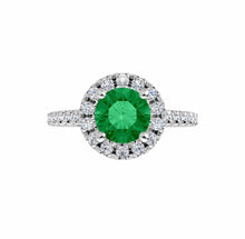 Load image into Gallery viewer, Color gem ring, Emerald halo with diamonds