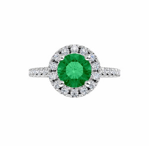 Color gem ring, Emerald halo with diamonds