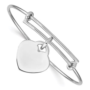 Sterling silver bangle bracelet with heart.