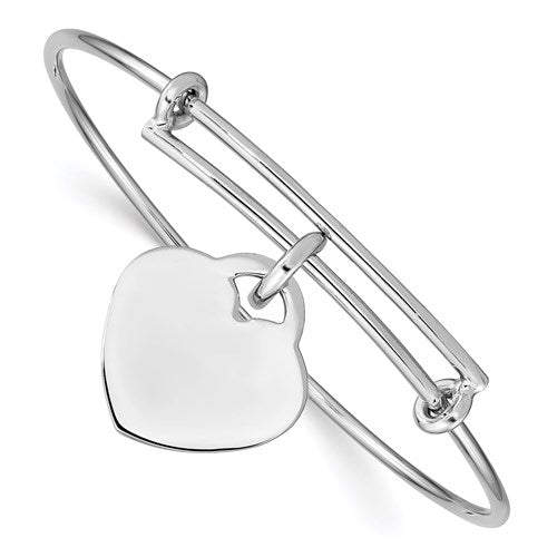 Sterling silver bangle bracelet with heart.