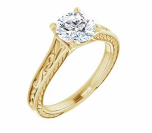 Bridal set, rose gold and diamond engagement ring.