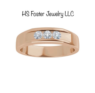 Yellow gold band with natural diamonds.