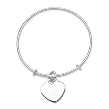 Load image into Gallery viewer, Sterling silver bangle bracelet with heart.