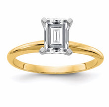 Load image into Gallery viewer, Moissanite in yellow gold Emerald cut. NICE!