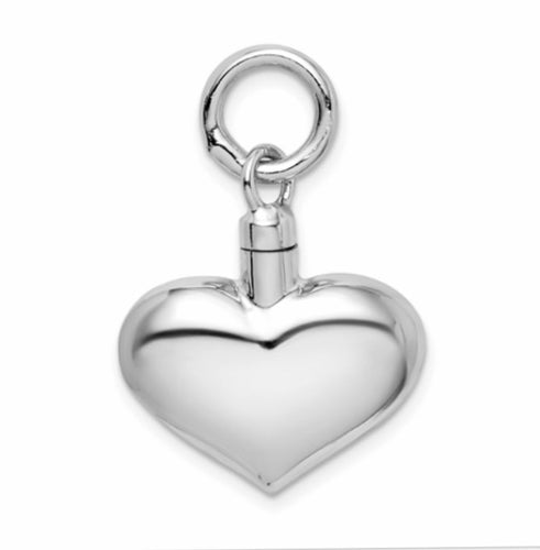 Charm, puffy heart ash holder pendant.