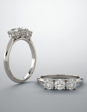 Load image into Gallery viewer, Diamond band 3 diamond, 3 stone ring, Past present and future