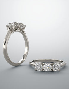 Diamond band 3 diamond, 3 stone ring, Past present and future