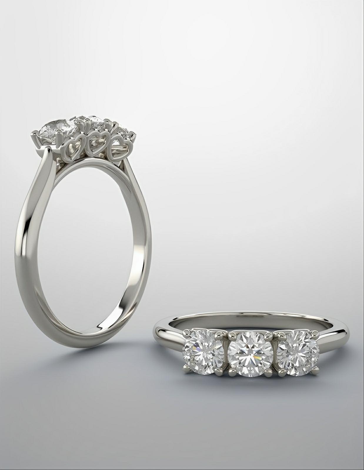 3 diamond past present and future band with 3 stone ring