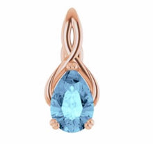 Load image into Gallery viewer, Color gem pendant, white gold and imitation aquamarine