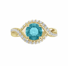 Load image into Gallery viewer, Color gem ring blue zircon and rose gold