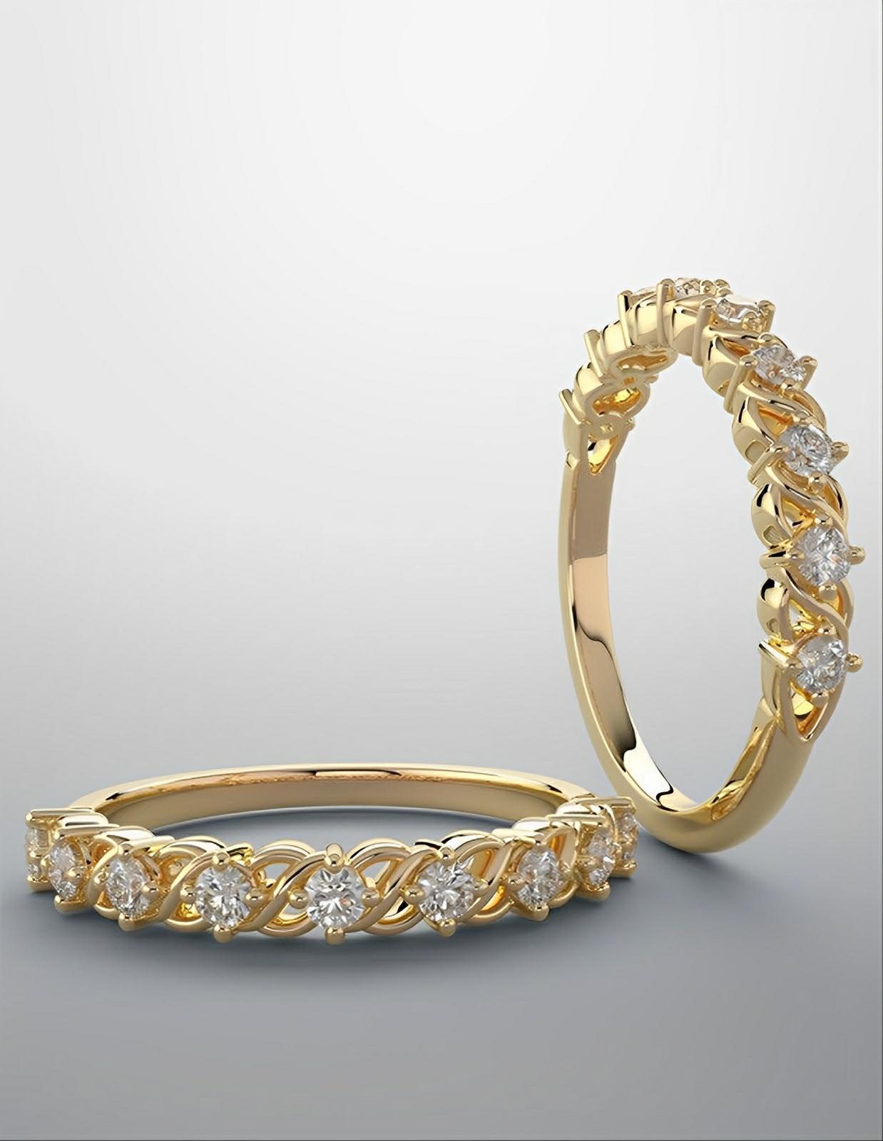 1/2ctw diamond band with yellow gold