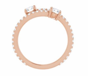 Diamond ring, rose gold and lab grown diamonds, fashion