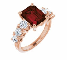 Load image into Gallery viewer, Color gem ring garnet &amp; diamonds