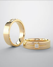 Load image into Gallery viewer, Wedding band ring yellow gold and natural diamond.