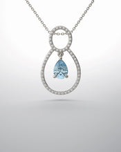 Load image into Gallery viewer, Color gem pendant, white gold, aquamarine and diamond