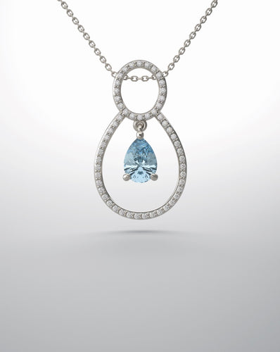 Color gem pendant, white gold, aquamarine and diamond