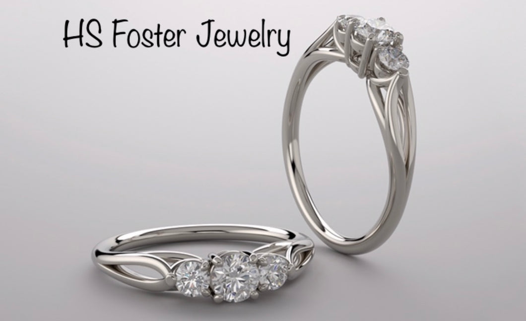 White gold past, present and future natural diamond ring.