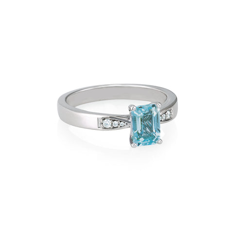 Color gem ring aquamarine & diamonds