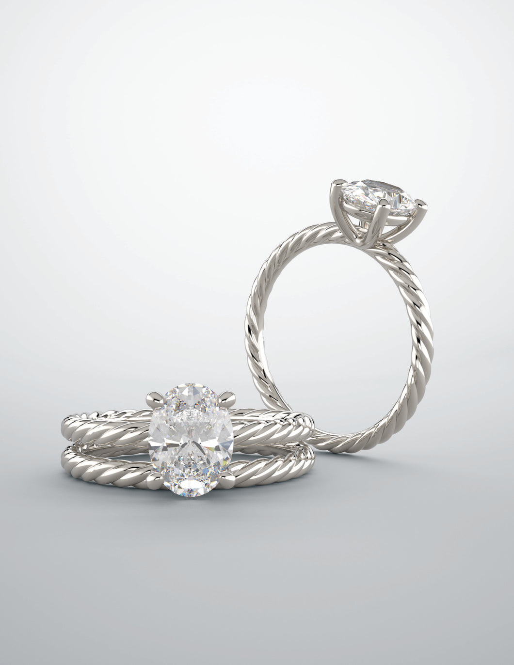 Bridal set oval natural diamond