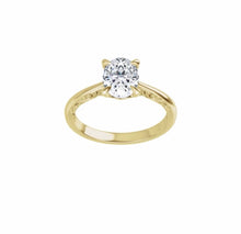 Load image into Gallery viewer, Bridal set, engagement ring, rose gold and oval diamond
