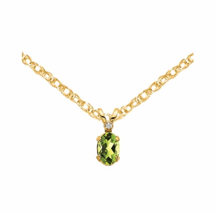 Nice Color gem pendant, peridot and yellow gold. qg