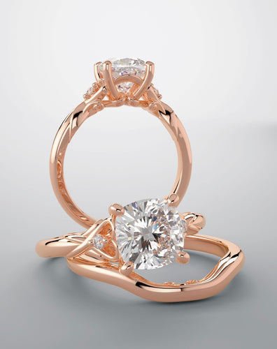 Bridal set, rose gold and lab grown diamonds