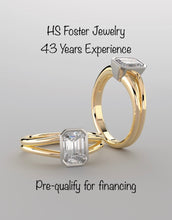 Load image into Gallery viewer, Yellow gold ring featuring a natural emerald cut diamond.