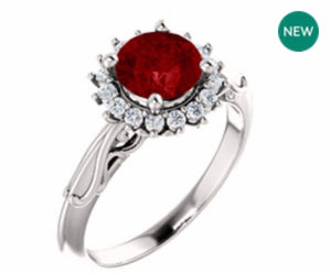 Color gem ring ruby color and diamonds