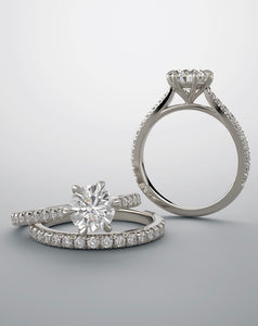 Bridal set engagement ring, platinum and lab grown diamonds