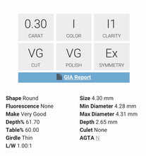 Load image into Gallery viewer, DIAMOND HSF SOLITAIRE .30ct