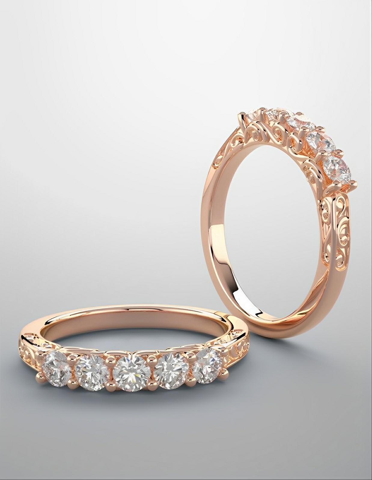 14kt rose gold band with 3/8ctw diamonds