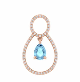 Color gem pendant, white gold, aquamarine and diamond